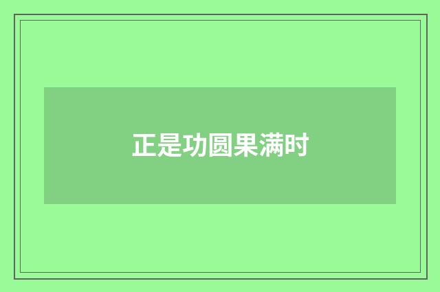 正是功圆果满时