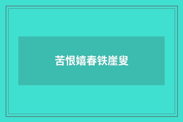 苦恨嬉春铁崖叟