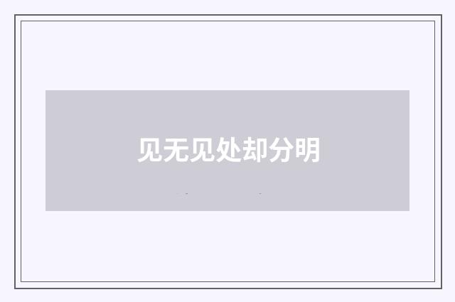 见无见处却分明