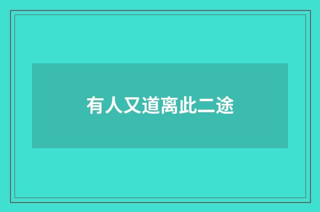 有人又道离此二途