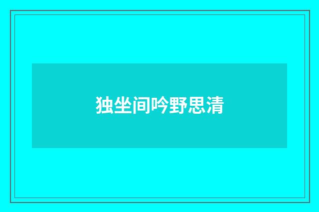 独坐间吟野思清