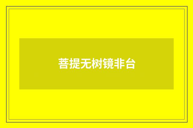菩提无树镜非台