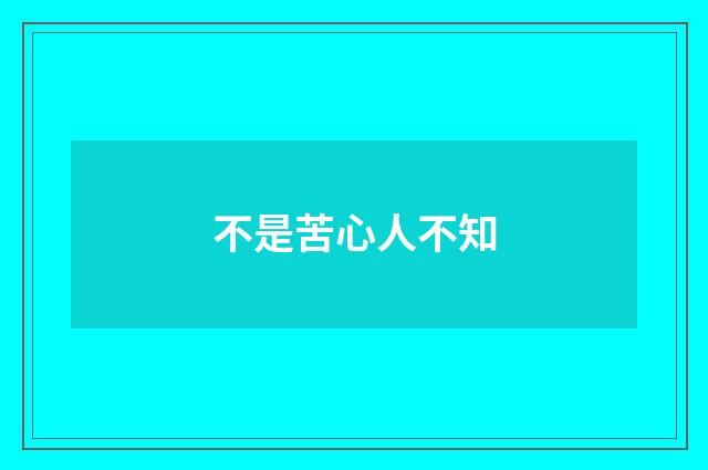 不是苦心人不知