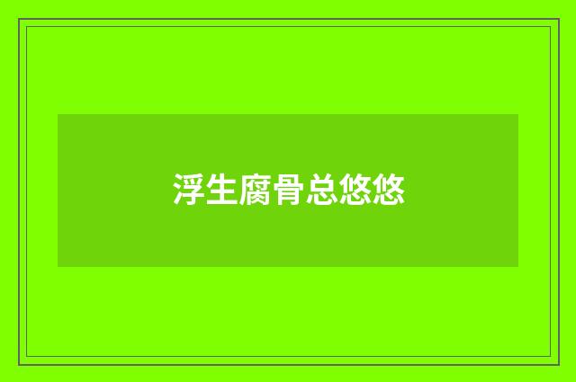 浮生腐骨总悠悠