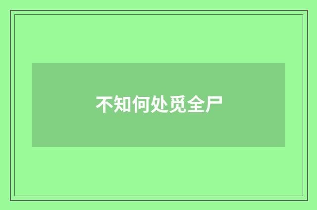 不知何处觅全尸
