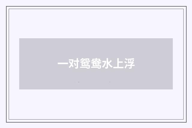 一对鸳鸯水上浮