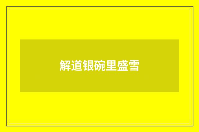 解道银碗里盛雪