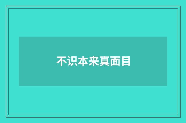 不识本来真面目