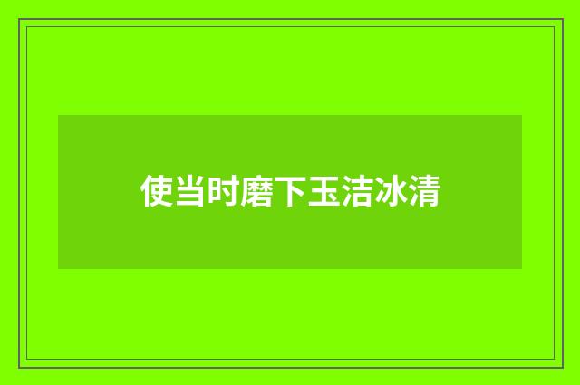 使当时磨下玉洁冰清