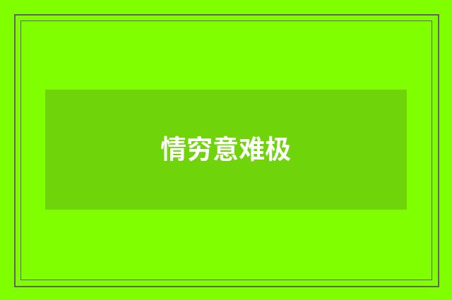 情穷意难极