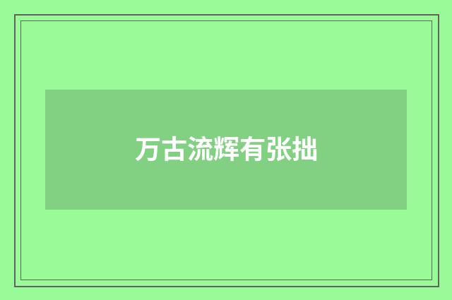 万古流辉有张拙