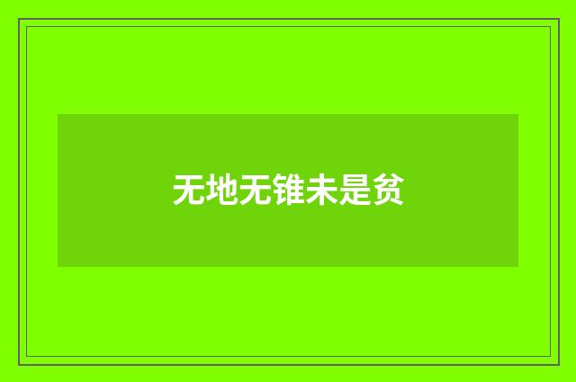 无地无锥未是贫