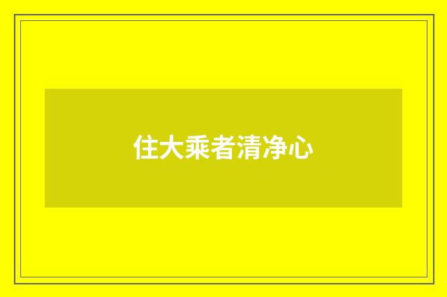 住大乘者清净心