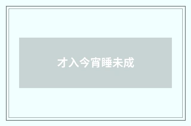 才入今宵睡未成