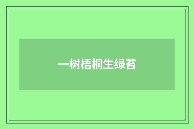 一树梧桐生绿苔