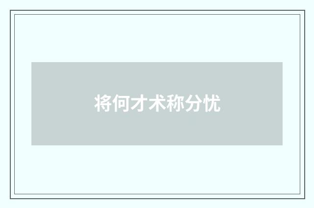 将何才术称分忧