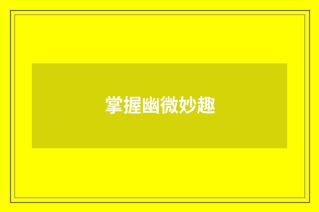 掌握幽微妙趣