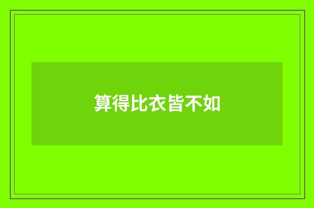 算得比衣皆不如