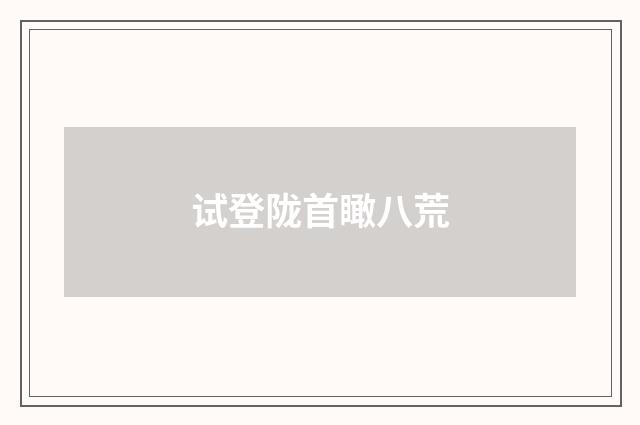 试登陇首瞰八荒
