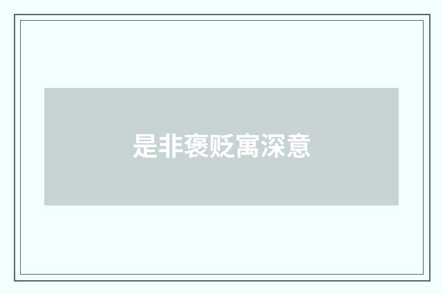 是非褒贬寓深意