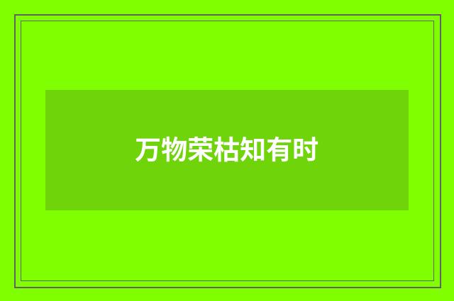 万物荣枯知有时