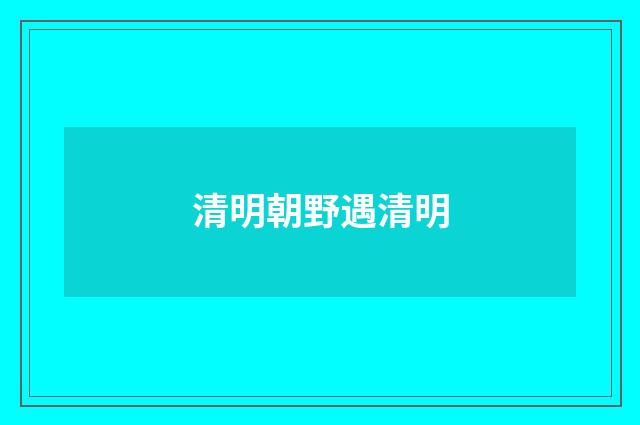 清明朝野遇清明