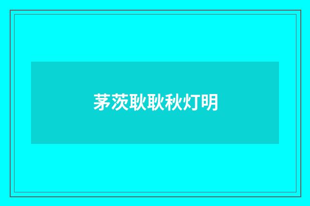 茅茨耿耿秋灯明