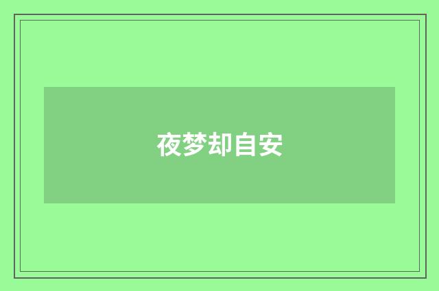 夜梦却自安
