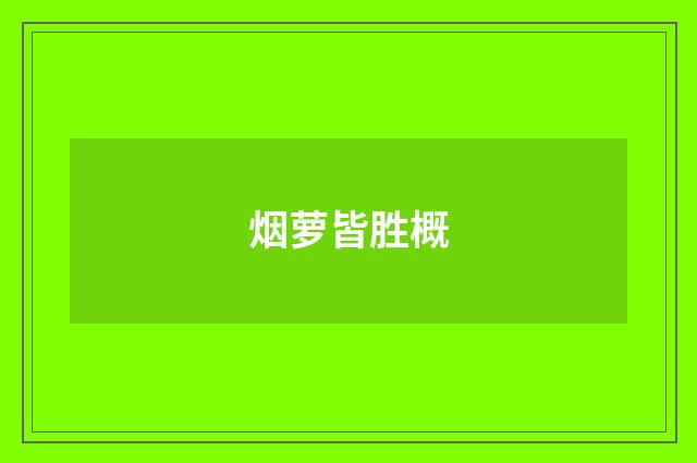 烟萝皆胜概