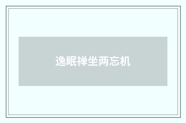逸眠禅坐两忘机