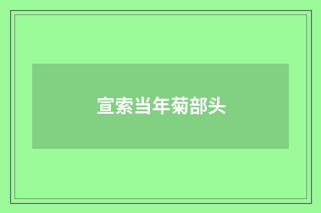 宣索当年菊部头