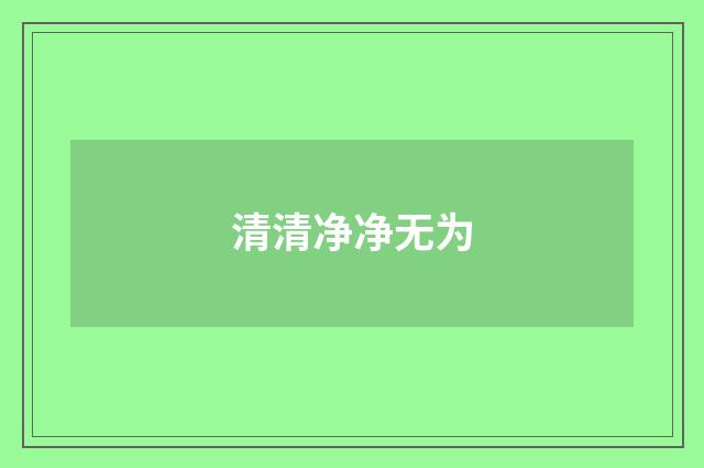 清清净净无为