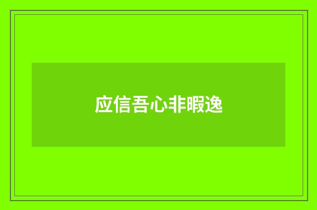 应信吾心非暇逸