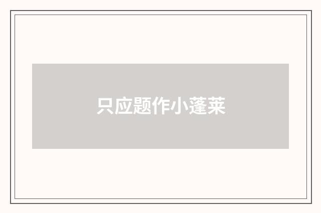 只应题作小蓬莱