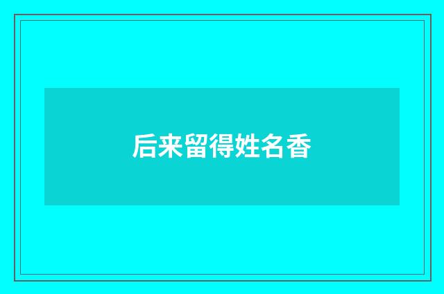 后来留得姓名香