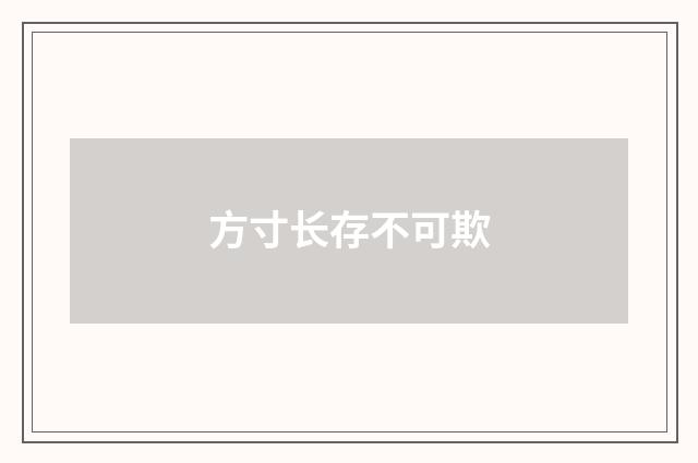 方寸长存不可欺