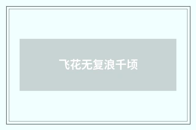 飞花无复浪千顷