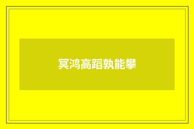 冥鸿高蹈孰能攀