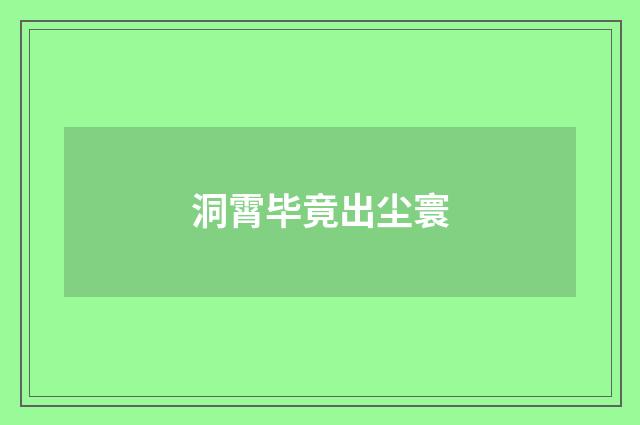 洞霄毕竟出尘寰