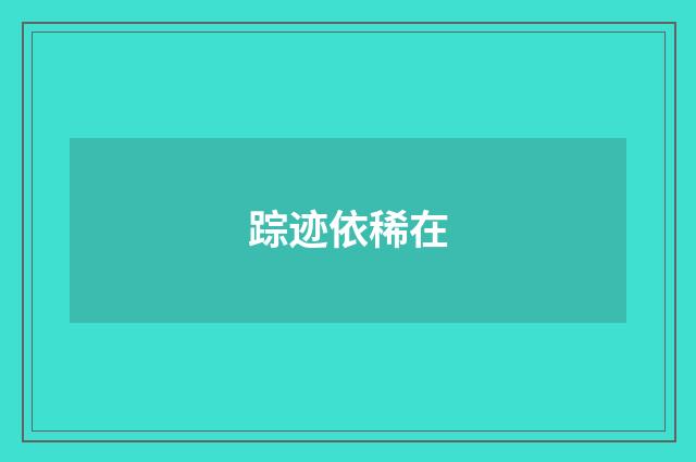 踪迹依稀在
