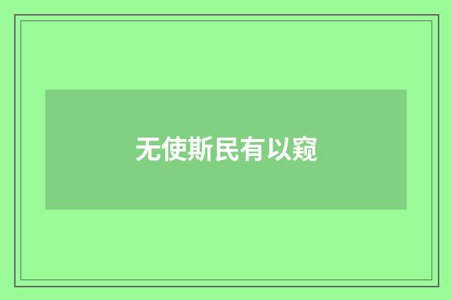 无使斯民有以窥