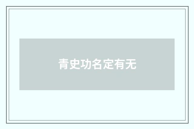 青史功名定有无