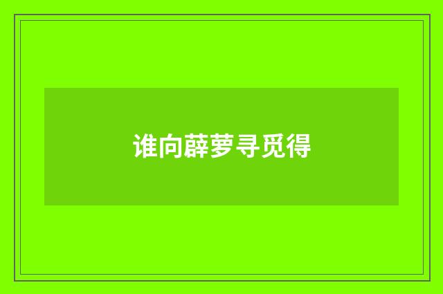 谁向薜萝寻觅得