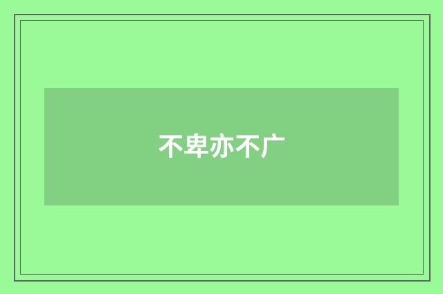 不卑亦不广