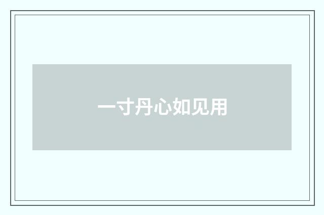 一寸丹心如见用