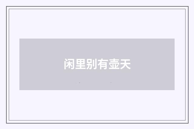 闲里别有壶天