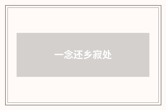 一念还乡寂处