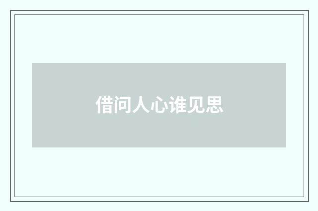 借问人心谁见思
