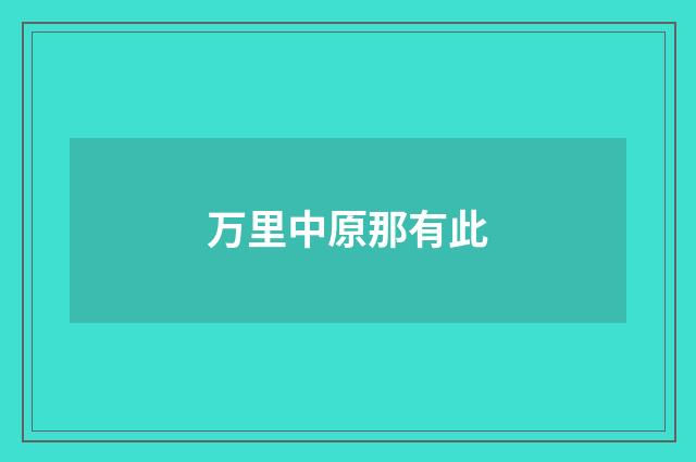 万里中原那有此