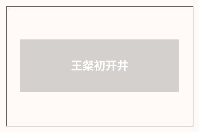王粲初开井